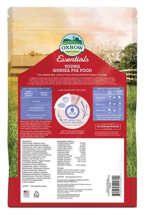 Oxbow Essentials Young Guinea Pig Food Orchard Country Store