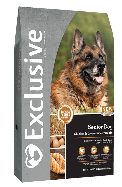 Exclusive® Senior Dog Chicken & Brown Rice Formula Dog Food